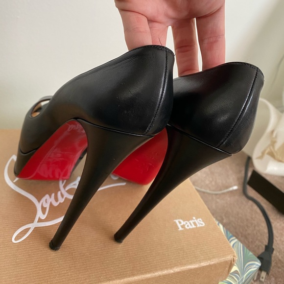 Christian Louboutin Very Prive 120 Black Leather Pumps Size 37 - Picture 5 of 9